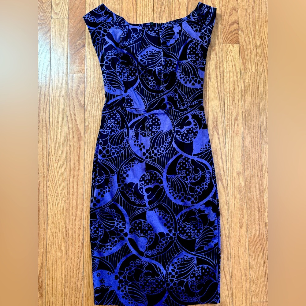 Vintage Sexy Black Purple Wiggle Dress